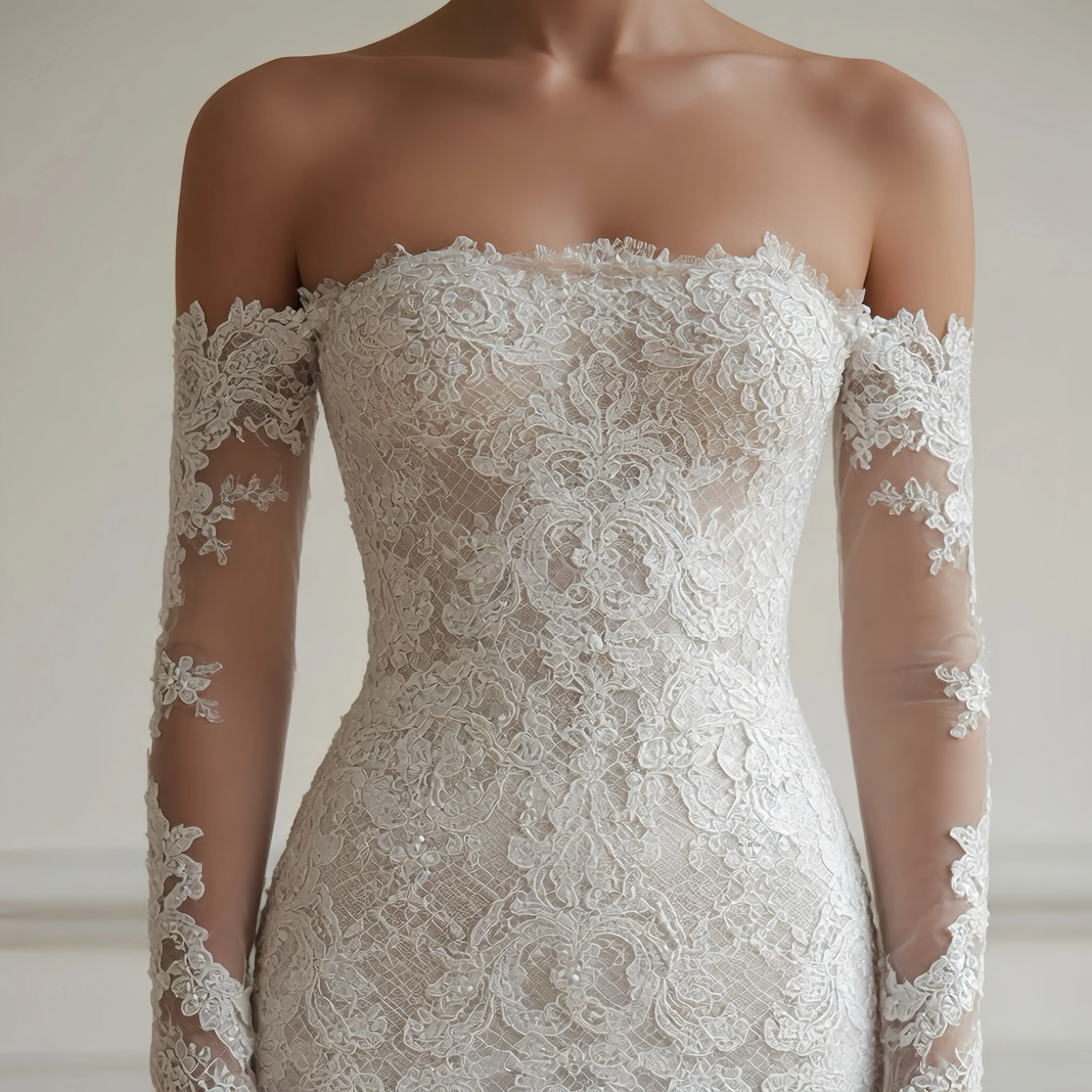ZIBUYU Customized Luxury Mermaid Wedding Dress Off Shoulder Sweetheart Floral Lace Appliques Bridal Gown