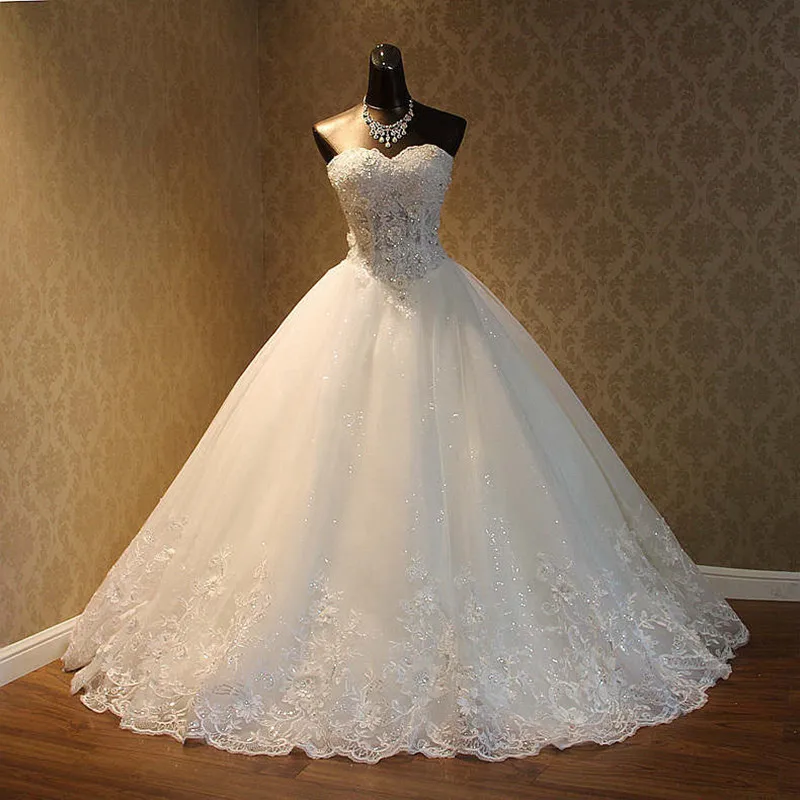 Vestidos de Novia Charming Flower Appliques Princess Wedding Dress Customized Beading Embroidery Elegant Lace Wedding Gown