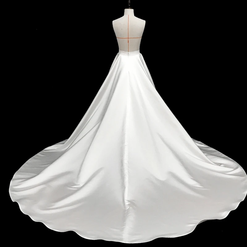 Satin Detachable Skirt Wedding Removable Train For Dresses Bow Bridal Overskirt