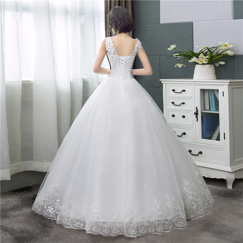 2026 Sexy V-neck Lace Wedding Dress Sleeveless Floral Print Ball Gown Wedding Dress Fashion Simple Estidos  Noivas Customized