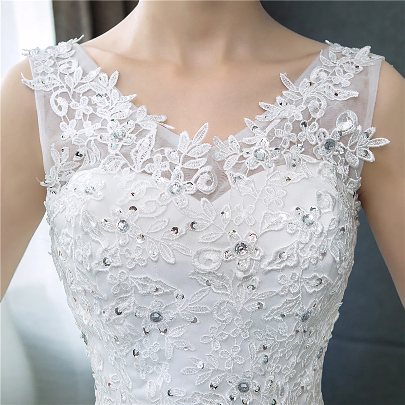 2026 Sexy V-neck Lace Wedding Dress Sleeveless Floral Print Ball Gown Wedding Dress Fashion Simple Estidos  Noivas Customized