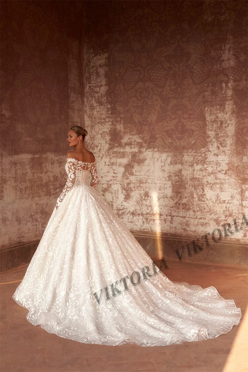 VIKTORIA Vintage Lace Wedding Dresses For Women Bride Boat Neck Pleat Tulle A-LINE Appliques Vestido De Novia Customized