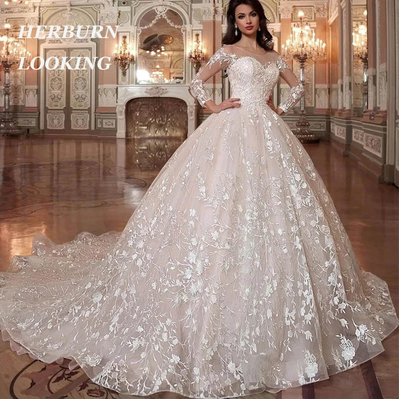 HERBURN Delicate Wedding Dresses For Women Pastrol Sweetheart Beauty Lace Up Customized Robe Mariee Robe De Soiree Mariage