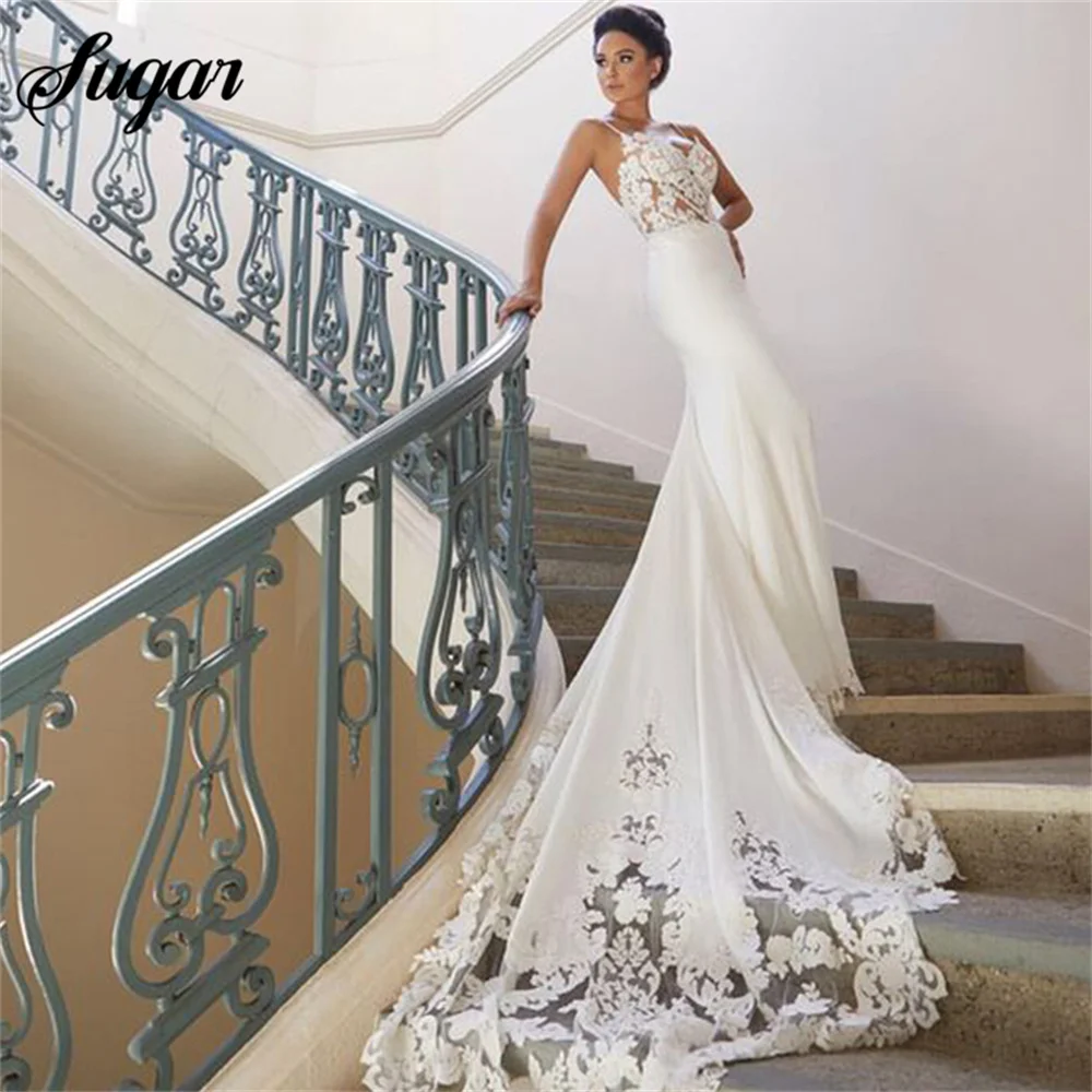 Mermaid Sexy Wedding Dress Spaghetti Strap Vestidos de novia Vintage Customized Sweetheart Bridal Gown Backless Wedding Gowns