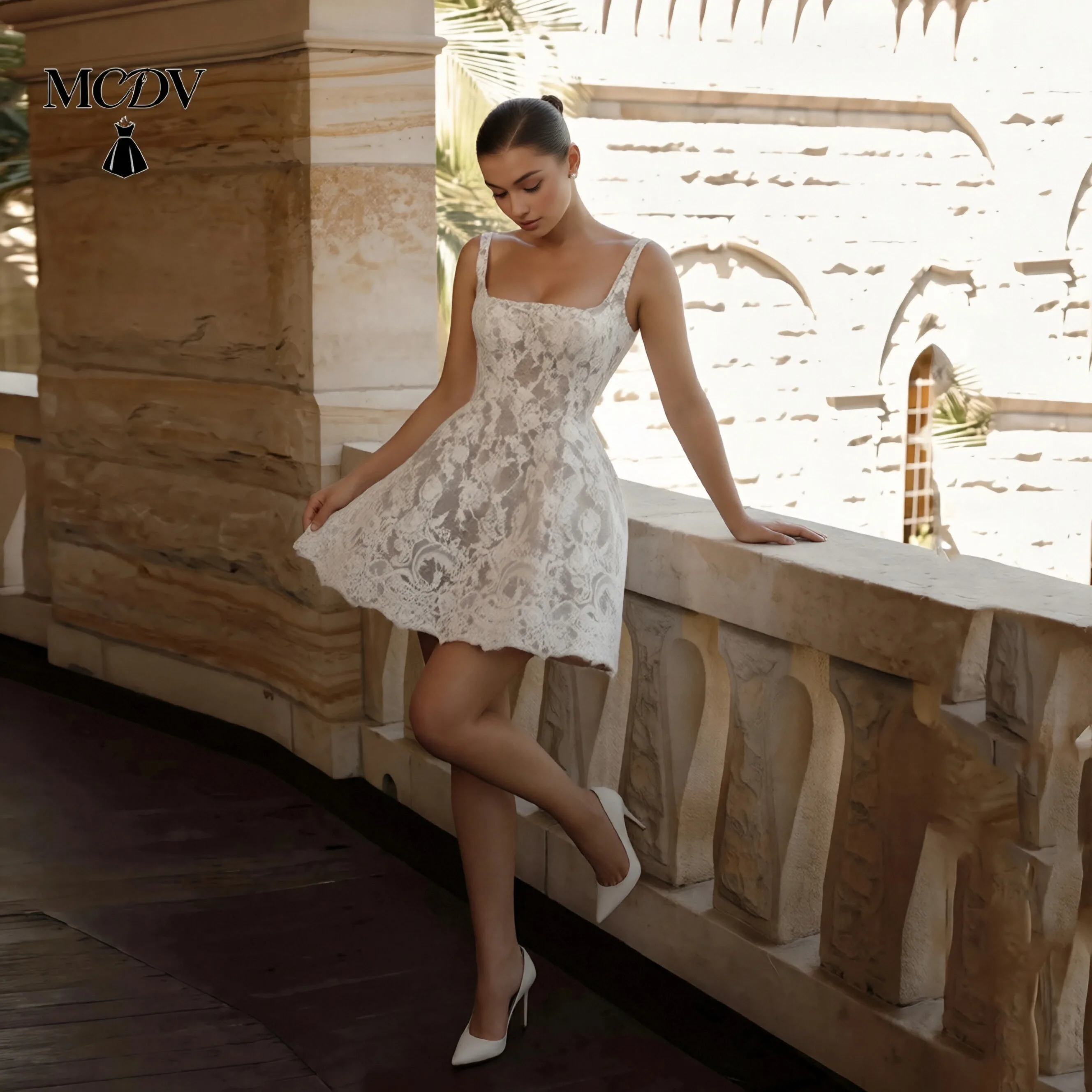 Mini Wedding Dress A Line Applique Lace Sleeveless Short Wedding Reception Dress Above Knee Vestido De Novia Corto Customized