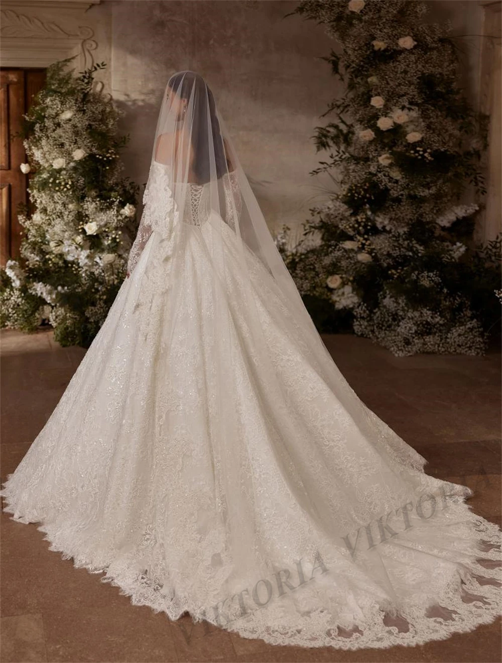VIKTORIA Glorious Pearls Wedding Dresses for Woman Bride Corset Lace Sweetheart 2026 Vestido De Casamento Ball Gowns Customized