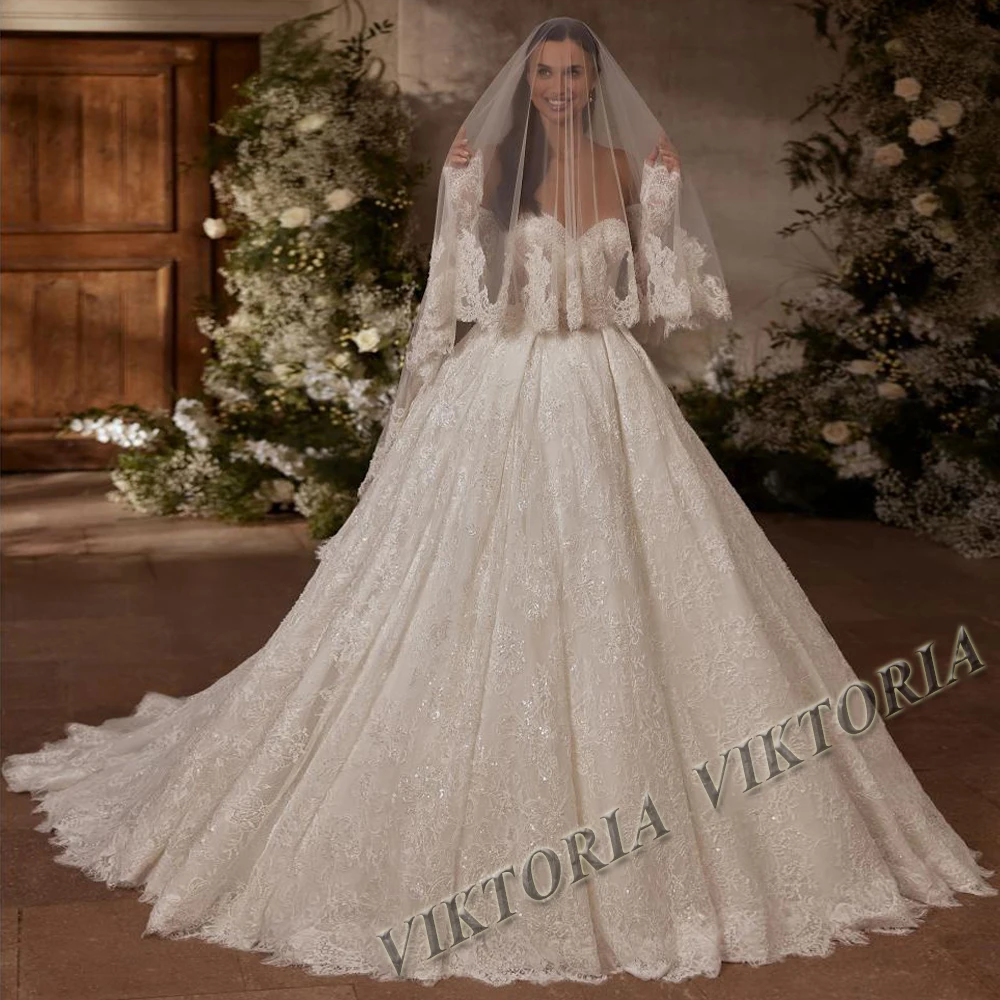 VIKTORIA Glorious Pearls Wedding Dresses for Woman Bride Corset Lace Sweetheart 2026 Vestido De Casamento Ball Gowns Customized