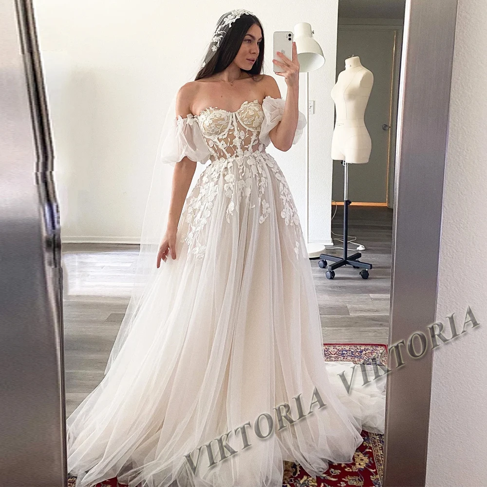 VIKTORIA Glorious Pearls Wedding Dresses for Woman Bride Corset Lace Sweetheart 2026 Vestido De Casamento Ball Gowns Customized