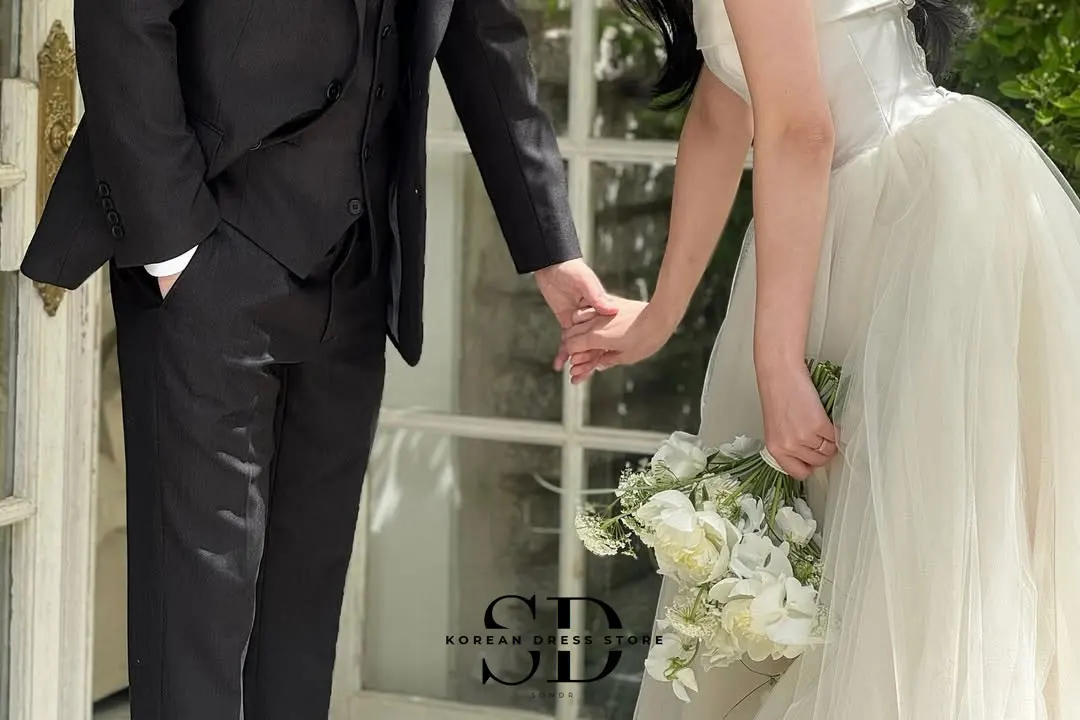 Sondr New Korean Wedding Dresses 2025 Puff Sleeves Soft Tulle Bow Bridal Gown Customized Bridal Wedding Snap Dresses Corset Back