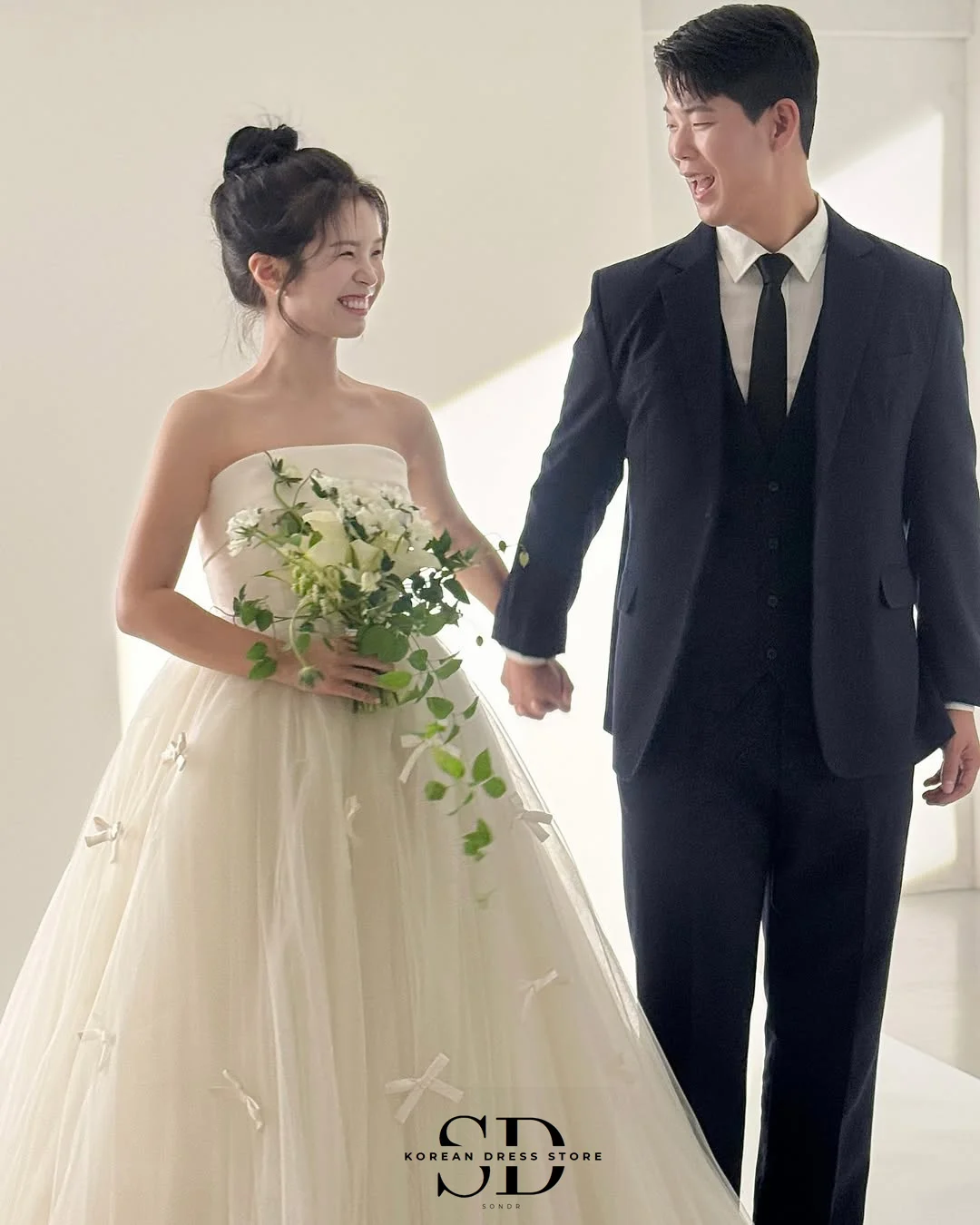 Sondr New Korean Wedding Dresses 2025 Puff Sleeves Soft Tulle Bow Bridal Gown Customized Bridal Wedding Snap Dresses Corset Back