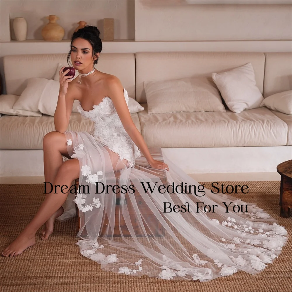 DREAM Lace Appliqued A-Line Wedding Dress 2025 Boat-Neck Sleeveless Open Back Flowers Bridal Gown Vestidos De Novia Customized