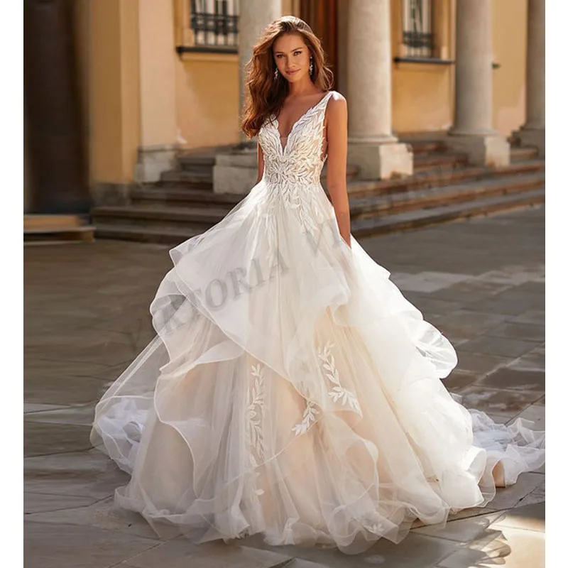 VIKTORIA Classic 2025 Wedding Dresses Cap Sleeves Sweetheart For Bride A-LINE Appliques Women Vestidos De Novia Drop Shipping