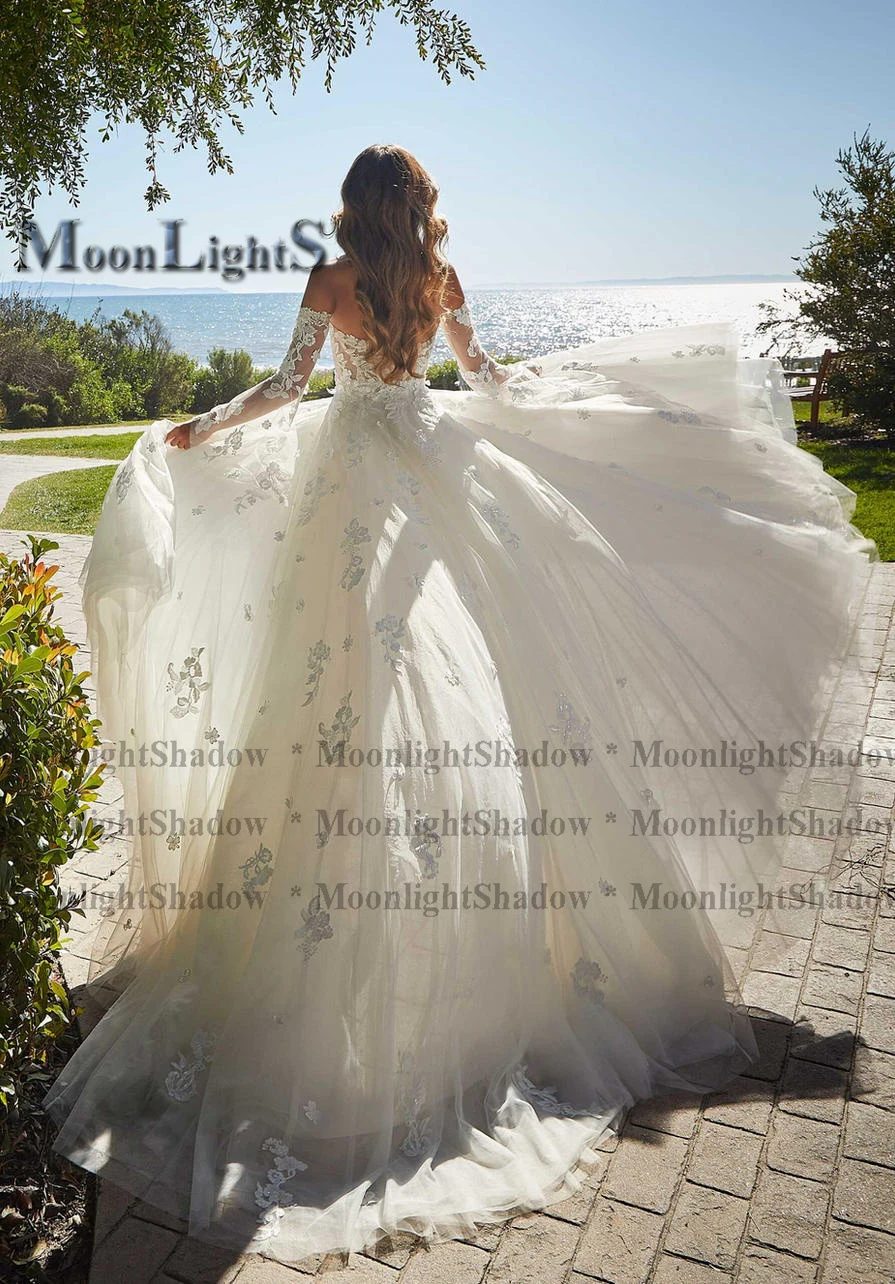 MoonlightShadow Detachable Train Goddess Dresses Appliques Sexy Fashion Customized Vestidos De Novia Brautmode Robe Mariee
