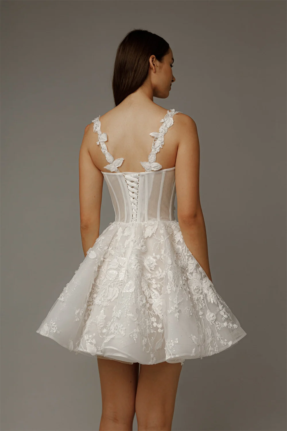 Kyoto Customized Ivory Lace Appliques Sweetheart Neck Wedding Dress Detachable Sleeves Glitter vestidos de novia Lace-Up Formal