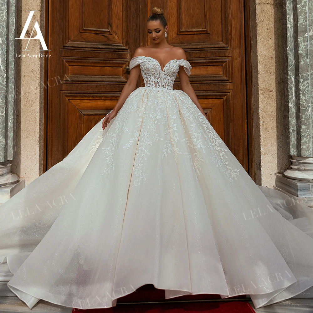 Sleeveless Wedding Dress 2026 Sweetheart Off the Shoulder Ball Gown Princess Bride LelaAcra SM27 Plus Size Vestido De Noiva