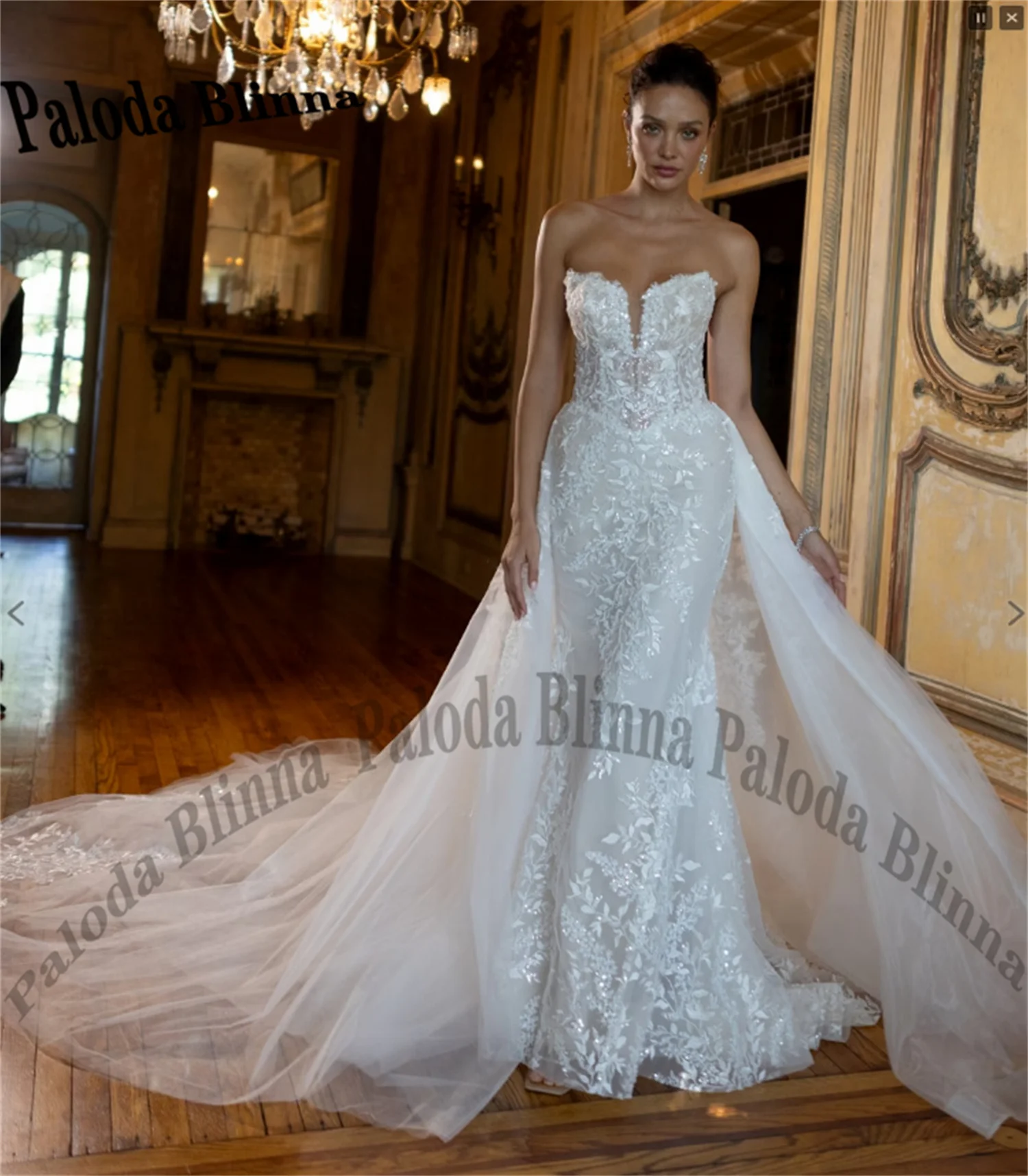 Paloda Fancy Wedding Dresses for Women with Appliques Sleeveless Mermaid Zipper Pleat Robe De Soiree De Mariage Customized