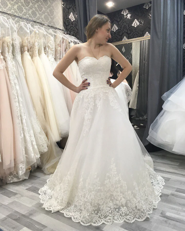 HW091 Customized Sweetheart Applique Lace Vintage Bridal Wedding Dress Princess Wedding Dresses Bridal Gown Vestidos De Noivas