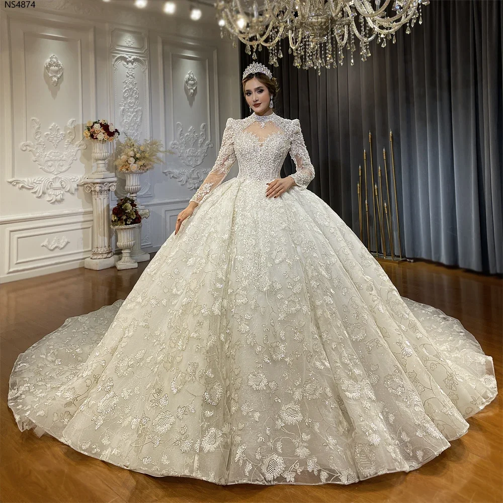 Customized High Neckline Wedding Gown Elegant Bridal Dress for Brides Amanda Novias Official
