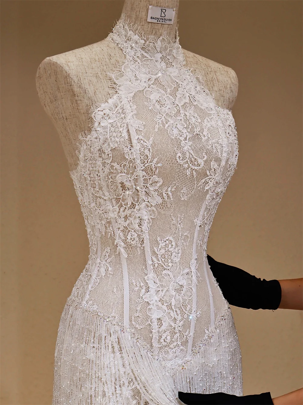 Kyoto White Floral Lace Customized Wedding Dress Sleeveless Halter Necklink vestidos de noche A-Line Mini After Party Gown 2026