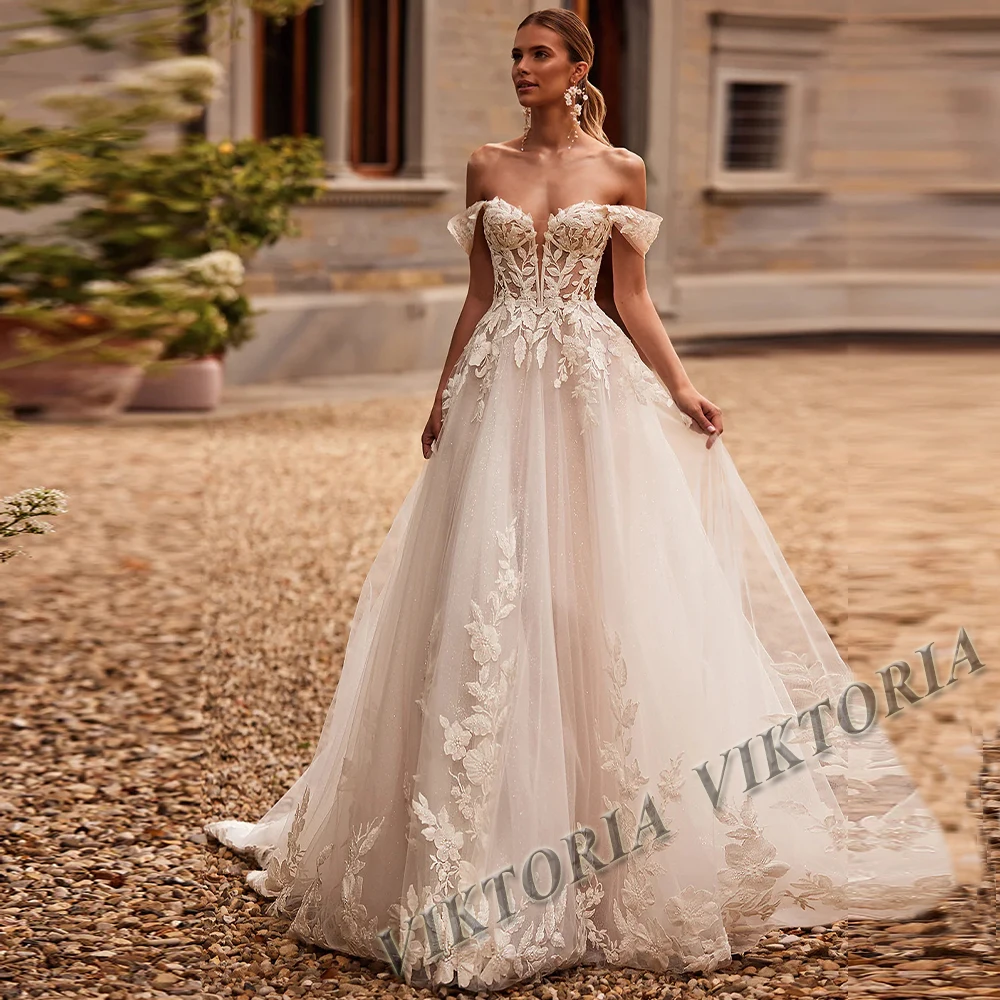 VIKTORIA Modern Off the Shoulder Wedding Dresses For Woman Bride Lace Appliques Vestidos De Casamento Personalized Customized
