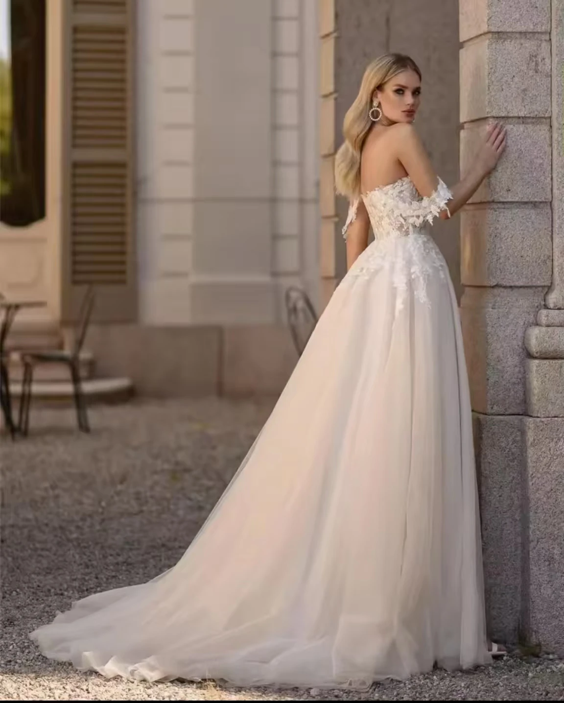 Lace Appliques Civil Wedding Dress 2025 Bride Off Shoulder Sweetheart Bridal Gown Side Split A-Line Customized