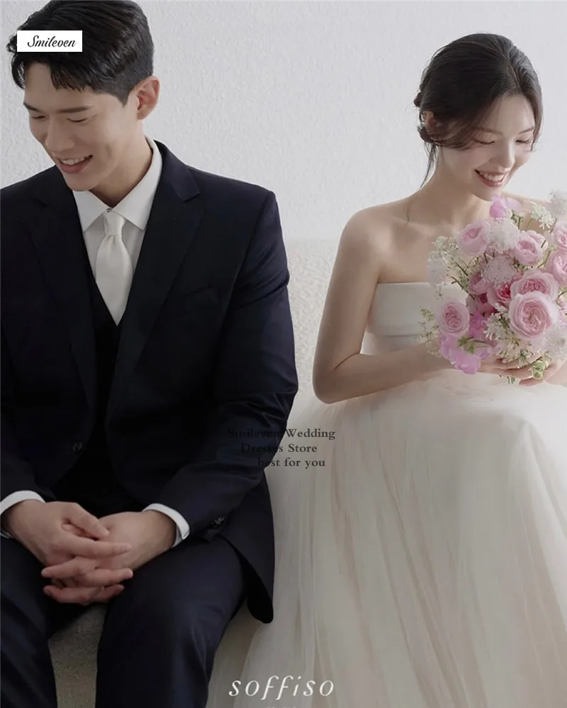 Smileven Strapless Korean Wedding Dresses Sweetheart Neck Princess Wedding Dress Lace Robe De Mariee Wedding Gowns Customized