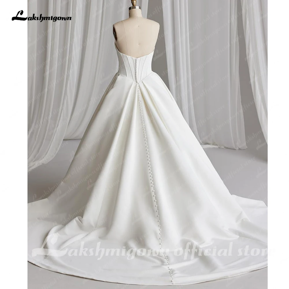 Lakshmigown Off The Shoulder Crepe Satin A-Line Bridal Gowns For Formal Party Floor Length Wedding Dress Vestidos Customized