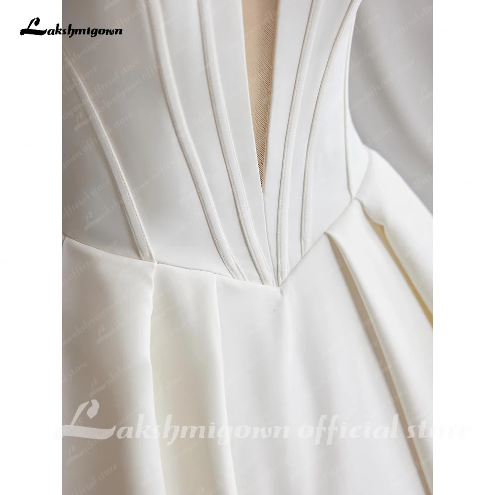 Lakshmigown Off The Shoulder Crepe Satin A-Line Bridal Gowns For Formal Party Floor Length Wedding Dress Vestidos Customized