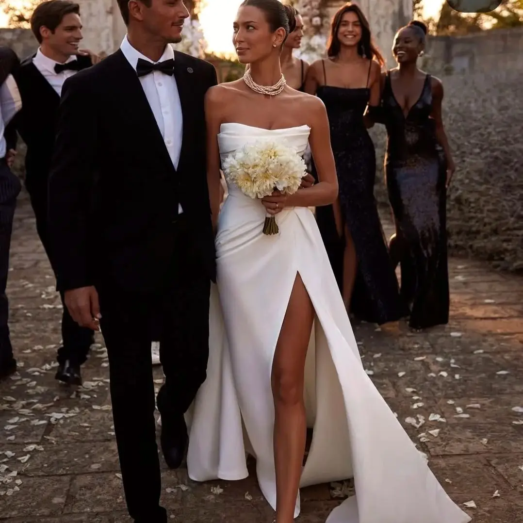 Wedding Dress 2025  Customize To Measures Mermaid Side Slit With Detachable Skirt For Women Romantic Bridal Gowns Elegant Robe