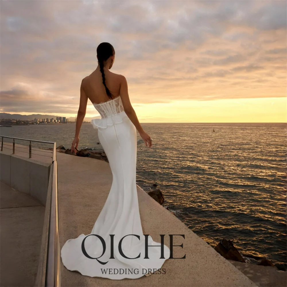 QICHE Elegant Lace Mermaid Wedding Dresses Women 2026 Sweetheart Sleeveless Open Back Bridal Gown Vestidos De Noiva Customized