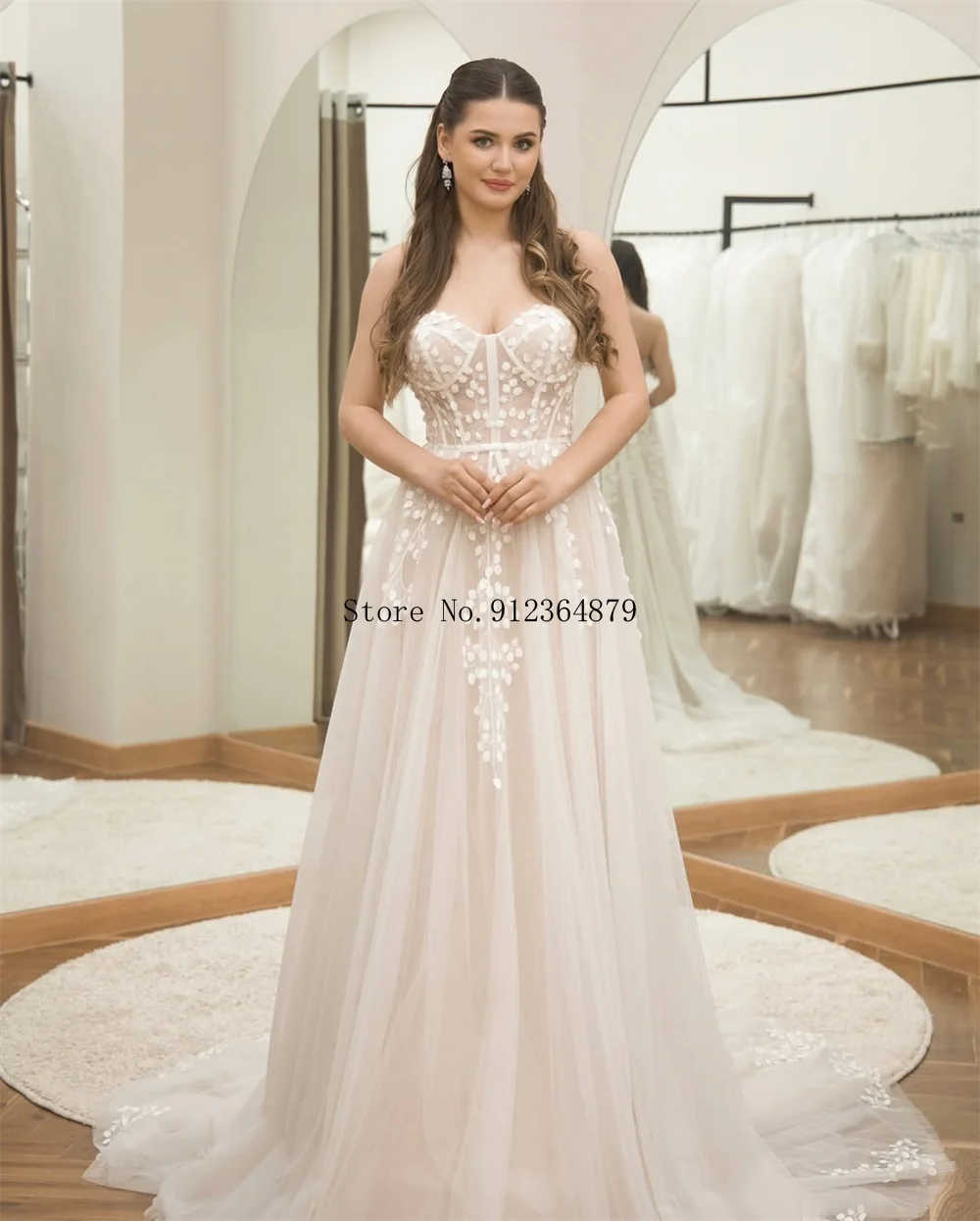 Lace Applique V-neck A-Line Wedding Dress with Cap Sleeves Custom Made Brial Gown 2026 Popular Grown Design