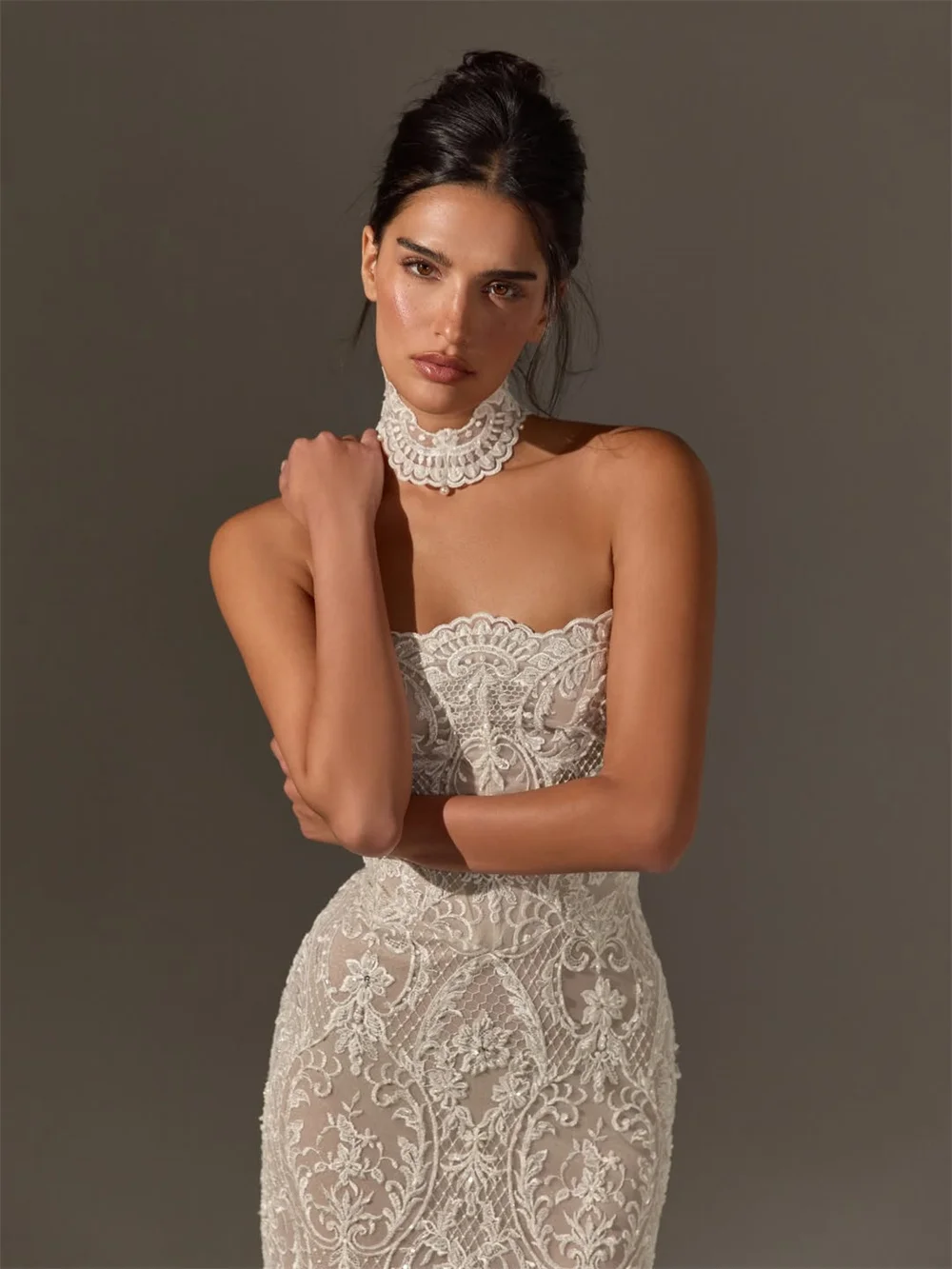 YP Luxury Ivory Lace Mermaid Wedding Dresses Sexy Strapless Sleeveless Tea-Length Bridal Gowns Vestidos De Novia Customized 2026