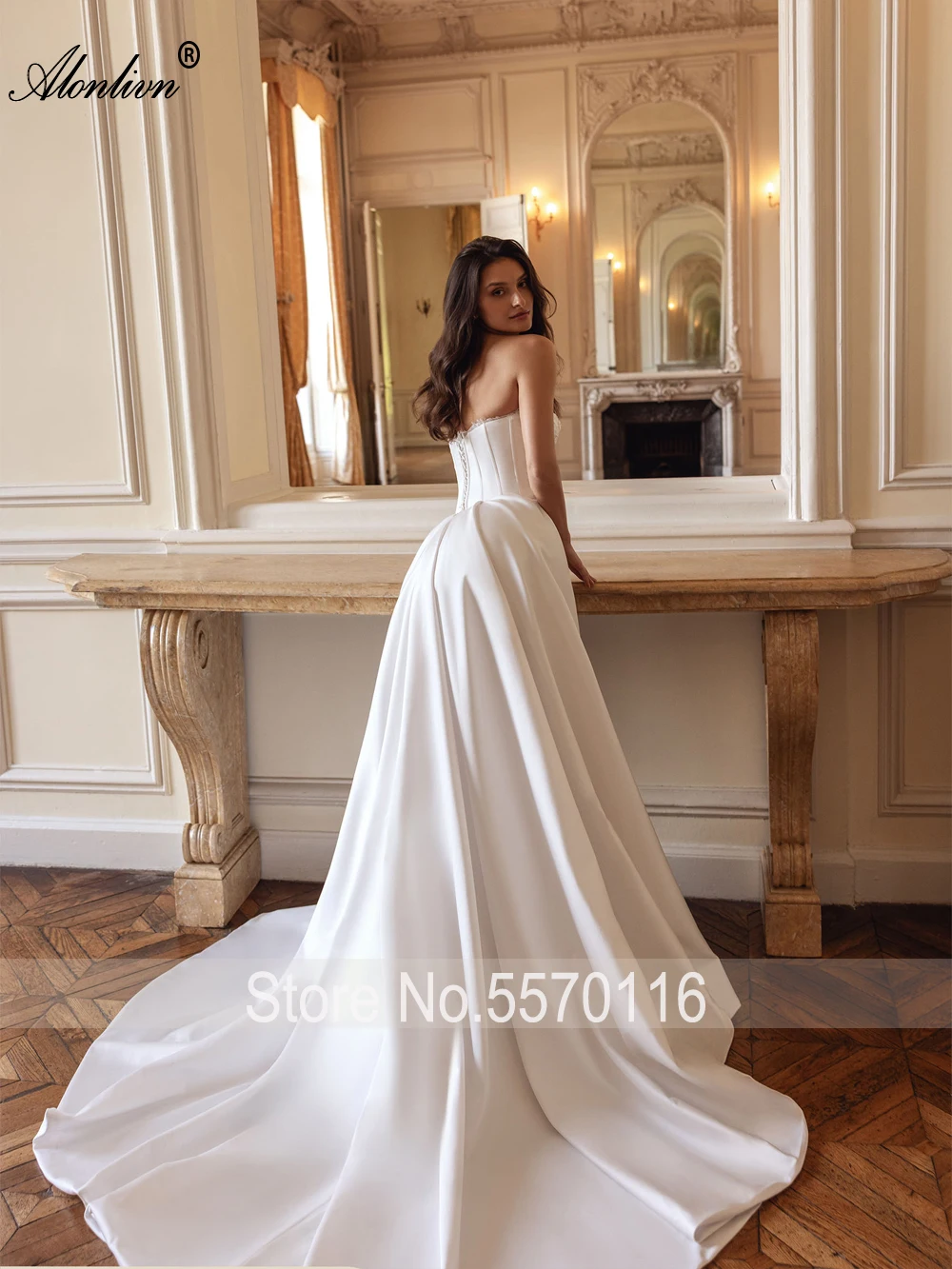 Alonlivn Custom Made Vintage 2 In 1 Mermaid Wedding Gowns Beauty Beaded Pearls Appliques Lace Sweetheart Trumpet Bridal Dresses