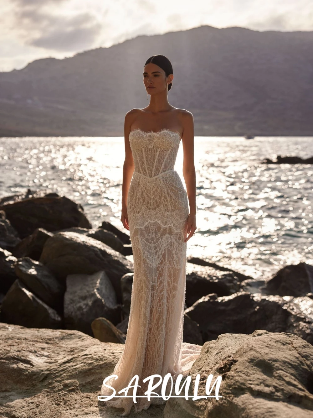 2026 Stunning Strapless Gala-worthy Lace Wedding Dress Elegant Zipper Back Pearls Sheer 2 in 1 Charming Customized Bride Wear