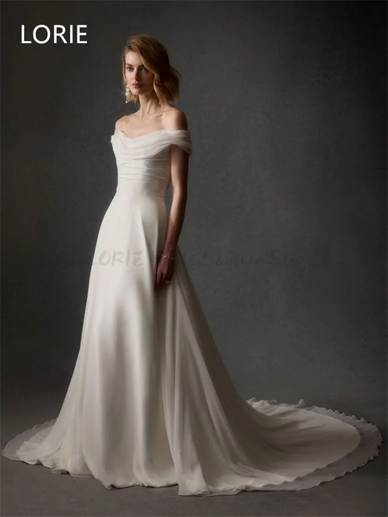 LORIE Sexy A-line Luxury Off Shoulder Wedding Dresses Modest Bridal Gown Backless Wedding Gowns Customized 2025