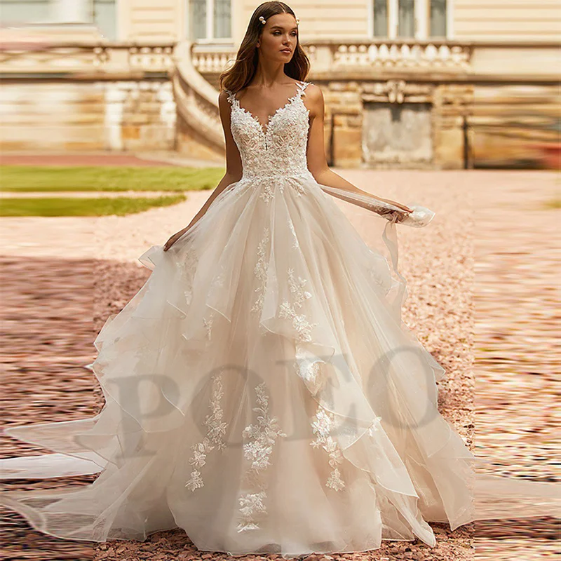 Paloda Glamorous Appliques Trumpet Wedding Dresses For Bride Court Train Off The Shoulder Tulle Short Sleeves Backless V-Neck