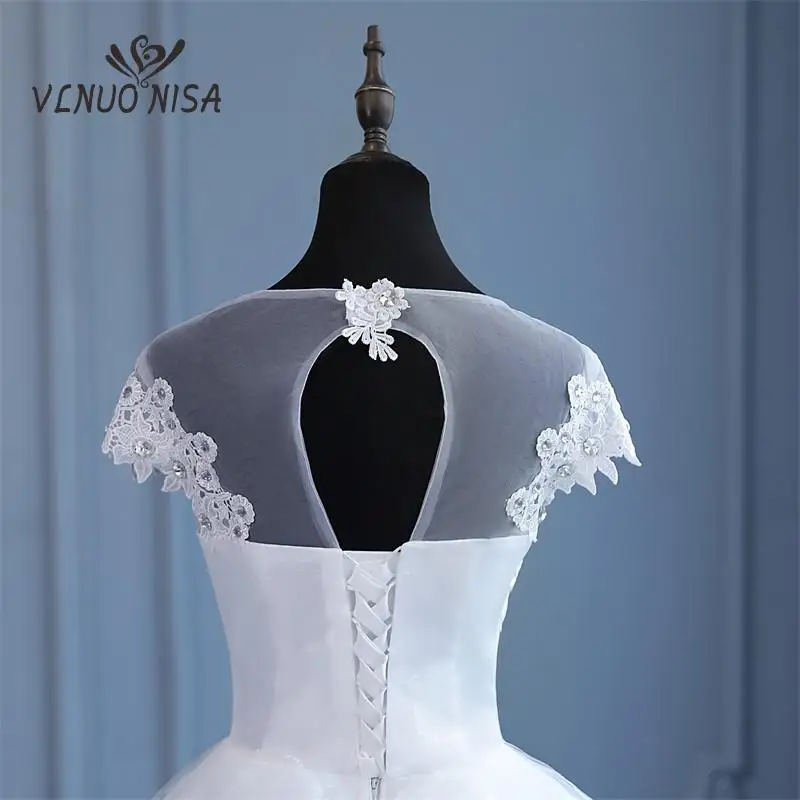 VLNUO NISA Pluse Size Wedding Dress with Sleeve 2024 New O Neck Brides Dress Floor or Train Princess Ball Gown Vestido De Novia