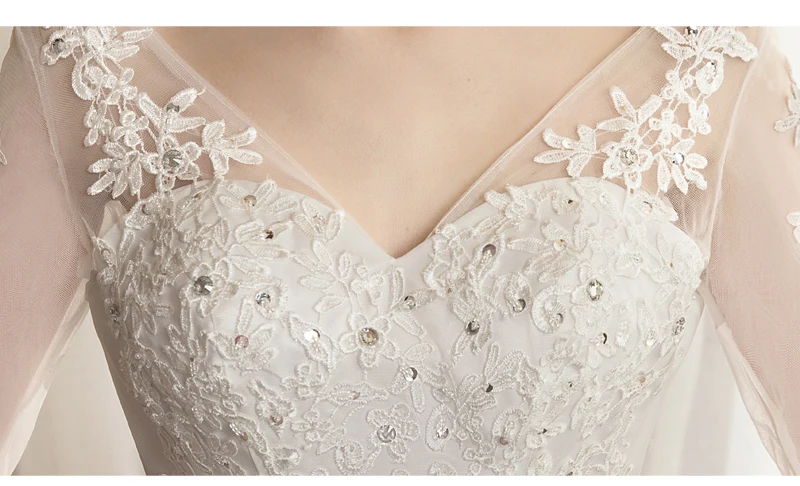 Ball Gowns Wedding dress V Neck Princess Sleeves Plus Size New Style Self-cultivation Lace Up Wedding Dresses