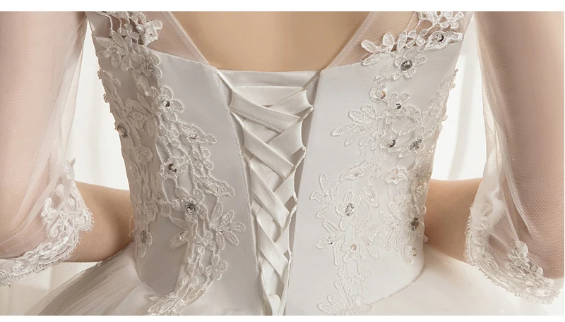 Ball Gowns Wedding dress V Neck Princess Sleeves Plus Size New Style Self-cultivation Lace Up Wedding Dresses