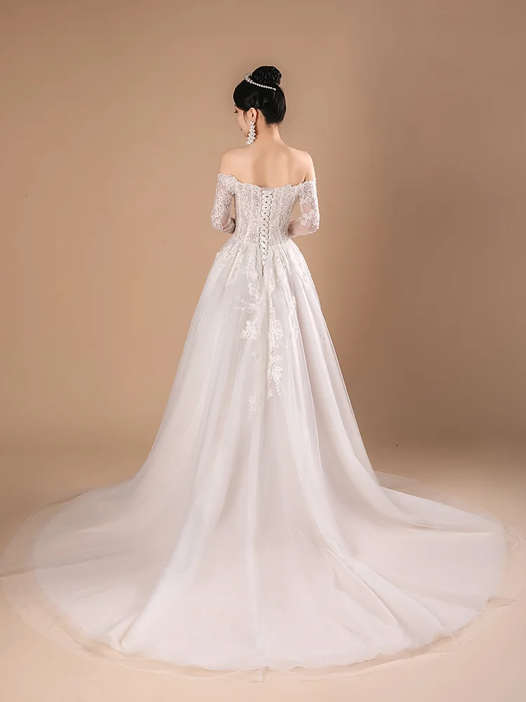 SL-9430 Customized Sweetheart Bride Wedding Dress 2024 Lace Appliques Beading Bohemian Backless Lace up Gown Beach Dress