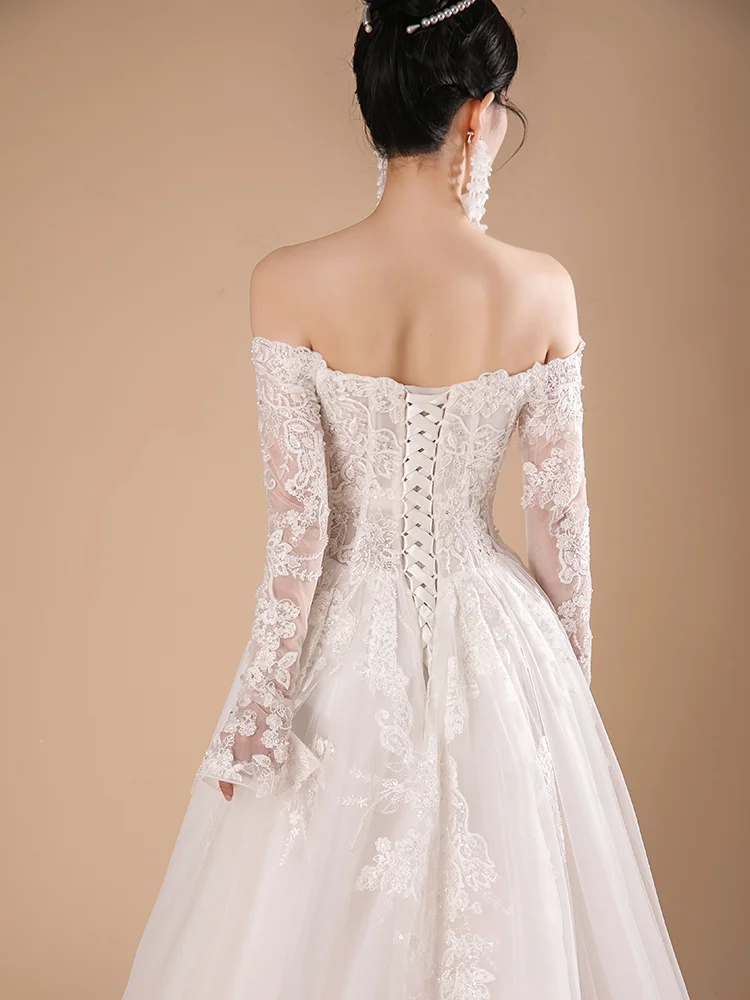 SL-9430 Customized Sweetheart Bride Wedding Dress 2024 Lace Appliques Beading Bohemian Backless Lace up Gown Beach Dress