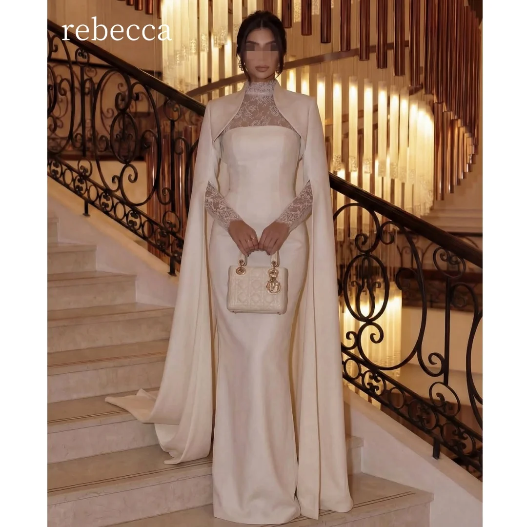 Rebecca Customized Detachable-long-sleeved Prom Dress Form-fitting mermaid vestidos de noche High-thigh-slit Formal Evening 2026