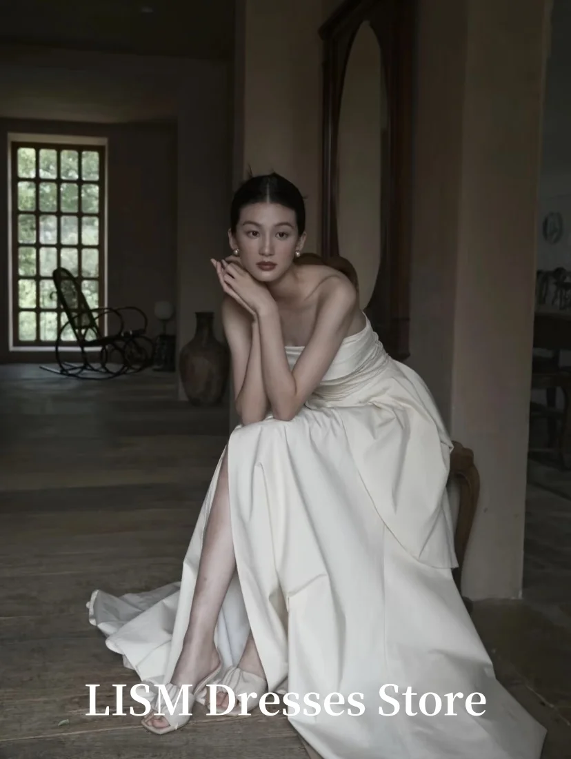 LISM Strapless A-Line Korea Wedding Dresses Photo Shoot Cotton Floor Length Elegant Bridal Gowns웨딩드레스 2026 Customized
