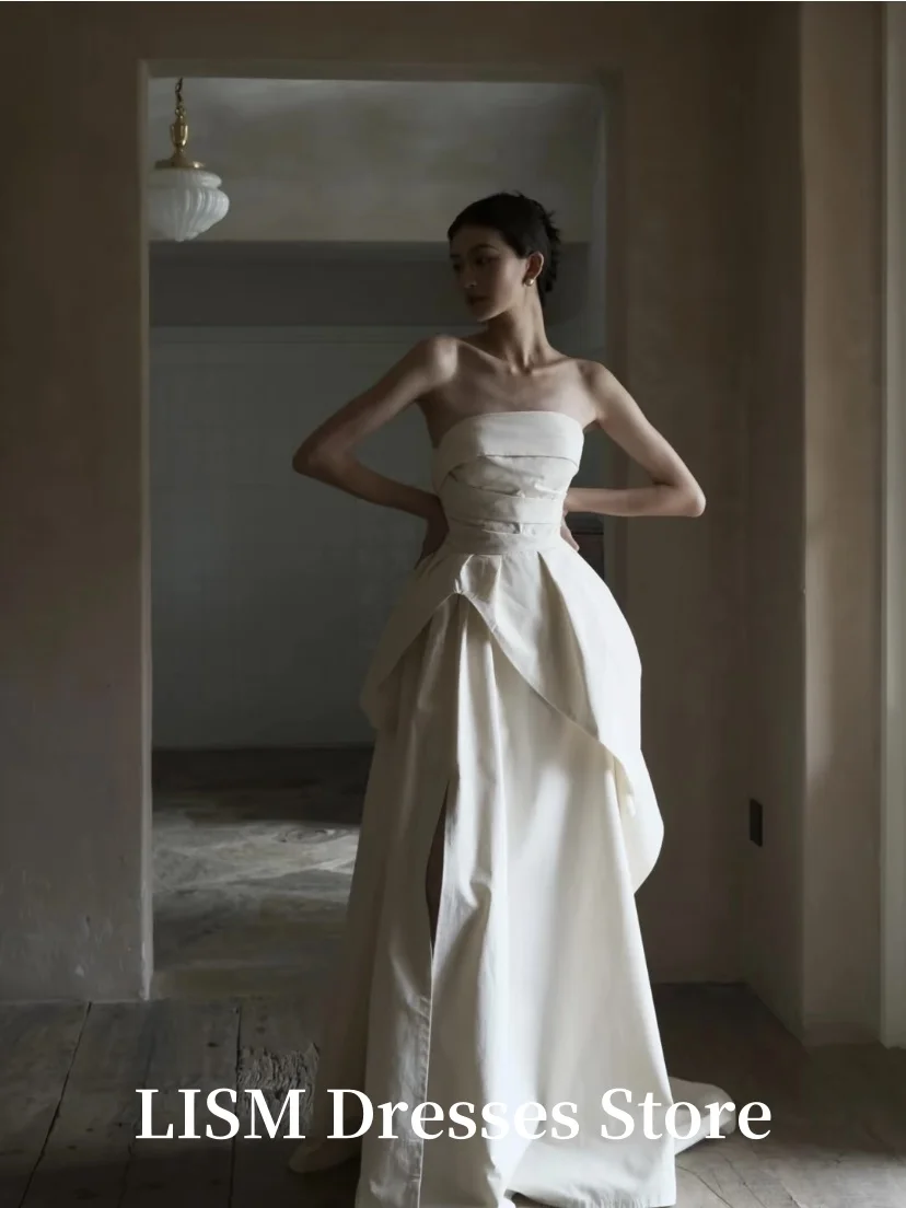 LISM Strapless A-Line Korea Wedding Dresses Photo Shoot Cotton Floor Length Elegant Bridal Gowns웨딩드레스 2026 Customized