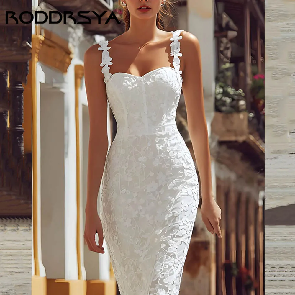 RODDRSYA Lace Midi Wedding Dresses Civil Spaghetti Straps Sweetheart Occasions Gowns Modern Mermaid vestidos de novia Customized