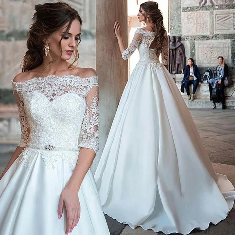 Ethymon Fashionable High Neck Wedding Gown for Bride Slit Lace Appliques Long Sleeves Mermaid Tank Robe De Mariee Customized