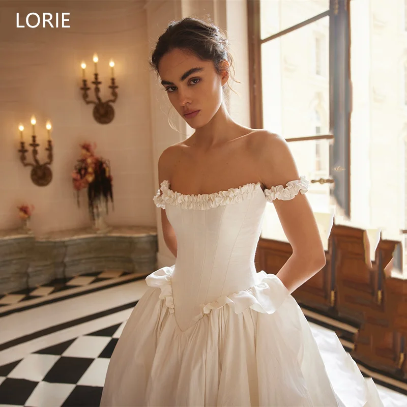 LORIE BOHO A-Line Wedding Dresses Off Shoulder with Glamorous Ruched Sleeveless 2025 Modern Exquisite Bridal Gown Customized