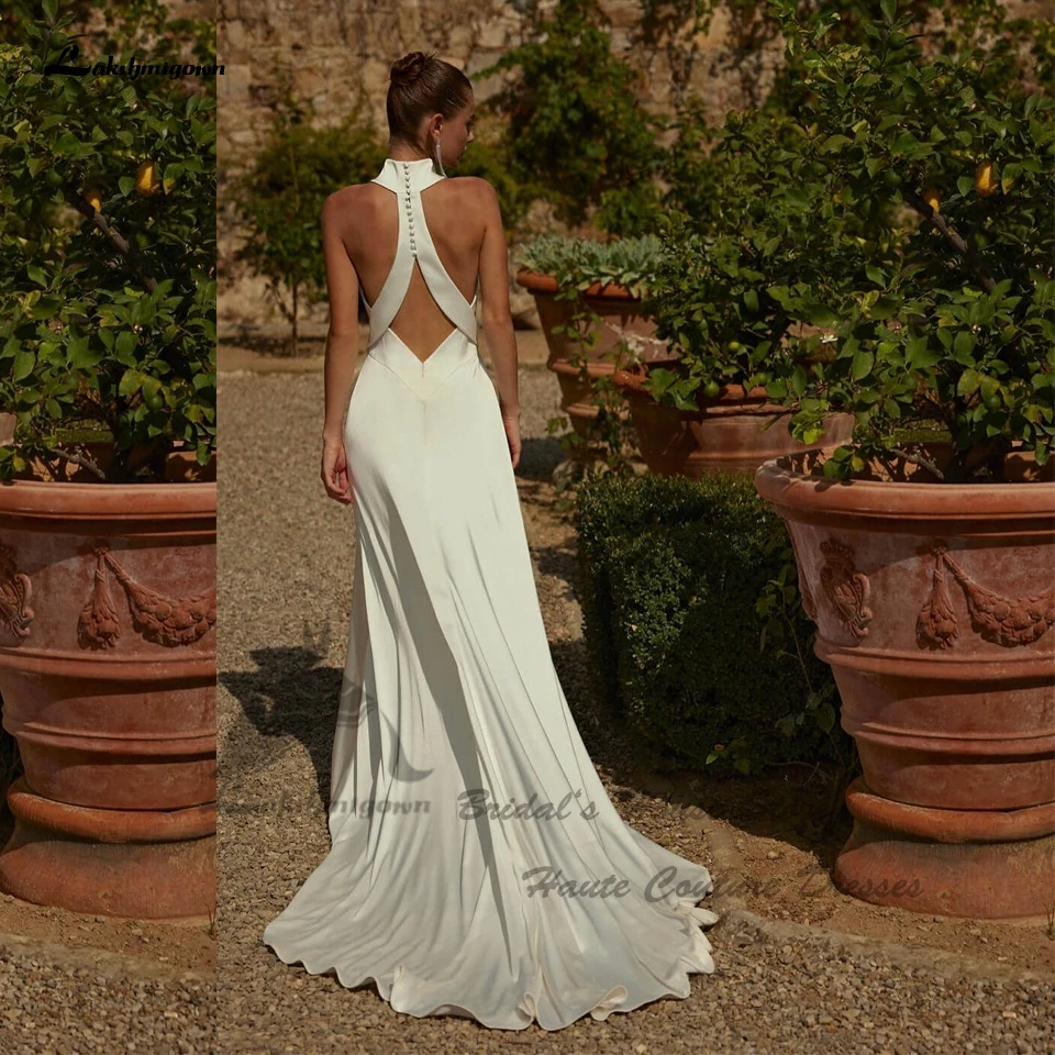 Lakshmigown Halter Elegant Mermaid Wedding Gowns Customized 2026 Vedtidos Sexy Beach Bridal Dresses Receipt Dinner Party