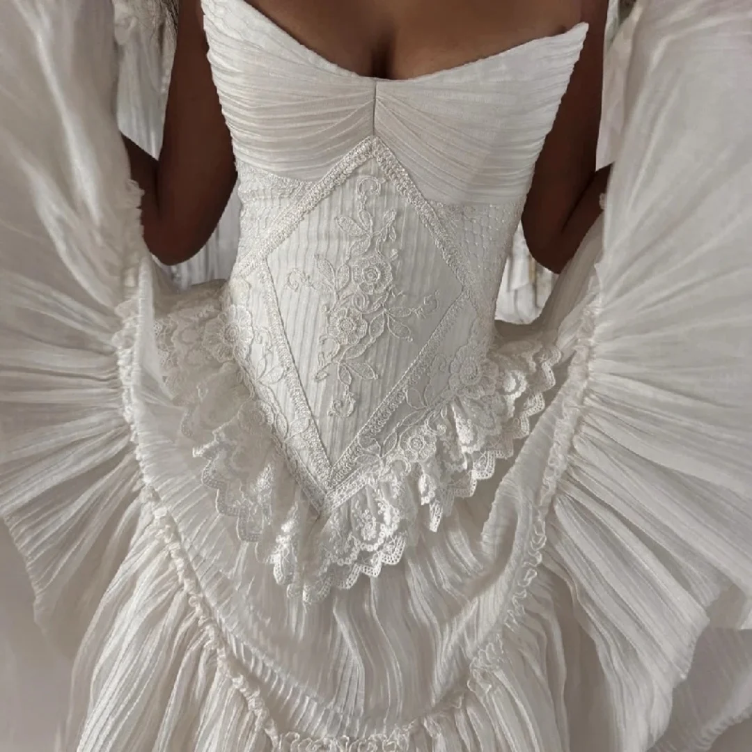 Rebecca Customized Mermaid Floor-Length Prom Dress Lace Embroidery vestidos de noche All Over Sequins Court Train Formal Evening