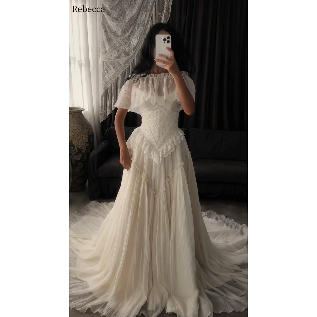 Rebecca Customized Mermaid Floor-Length Prom Dress Lace Embroidery vestidos de noche All Over Sequins Court Train Formal Evening